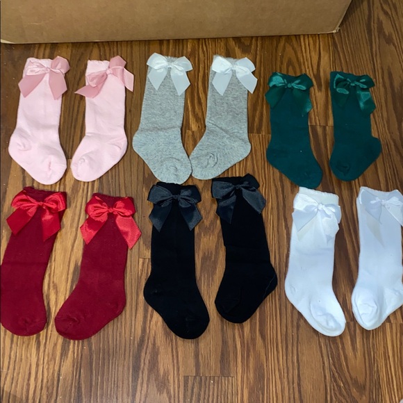 6 pairs baby bow knee high 0-6 months - Picture 3 of 13